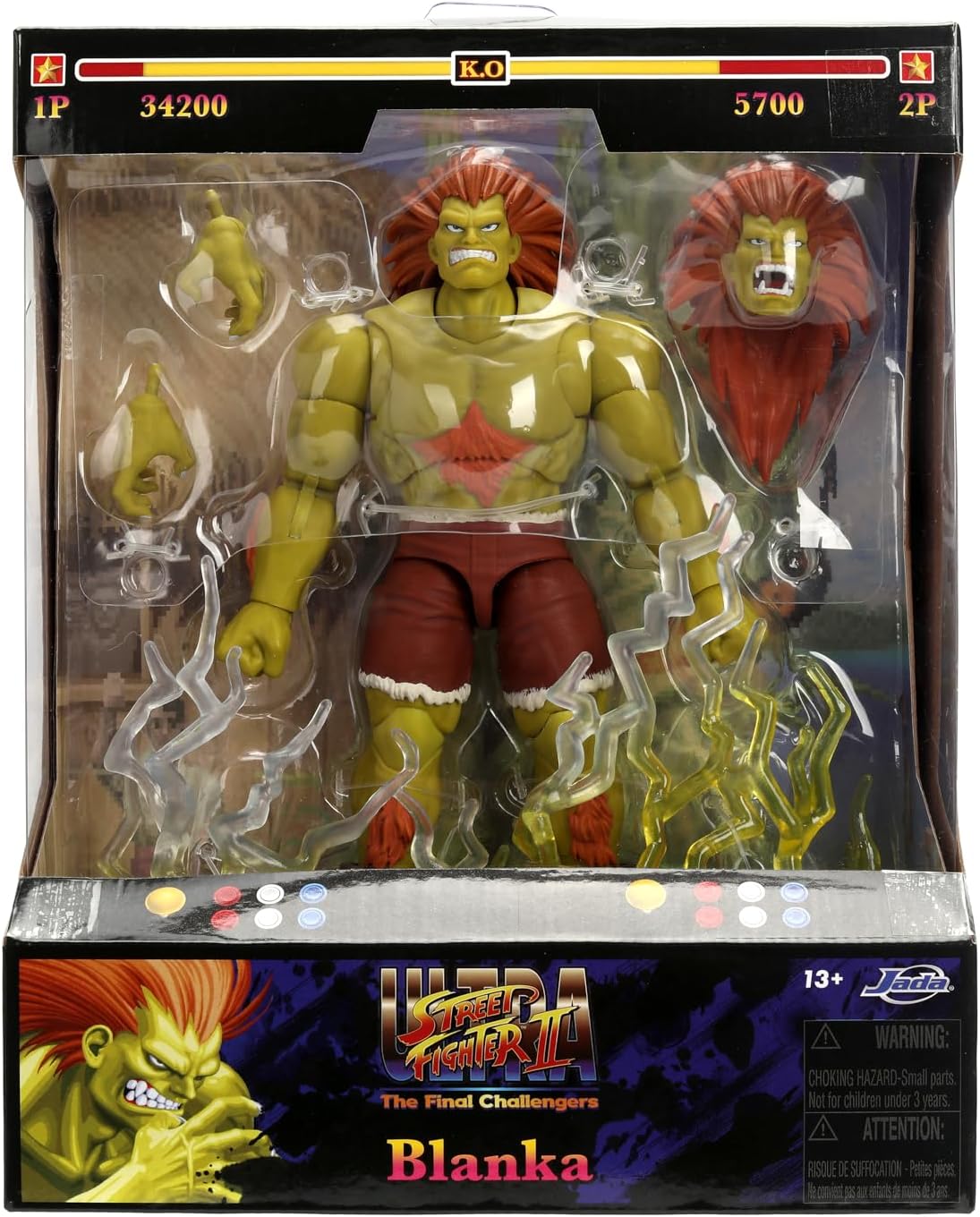 Figura Blanka Street Fighter II Jada, 1:12, articulada, accesorios, 7