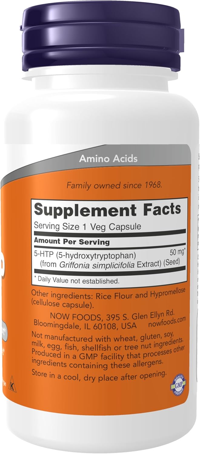 Suplemento 5-HTP 50 mg, NOW Foods, 90 cápsulas vegetales