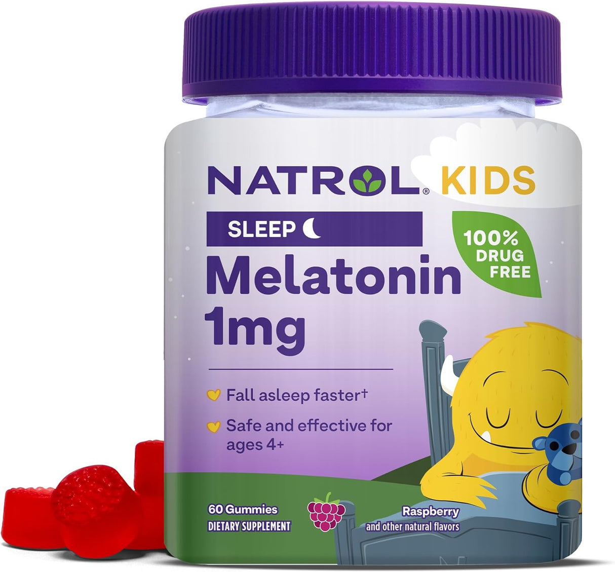 Natrol Gomitas Sleep Aid para niños, 1 mg de 4 años, 60 und