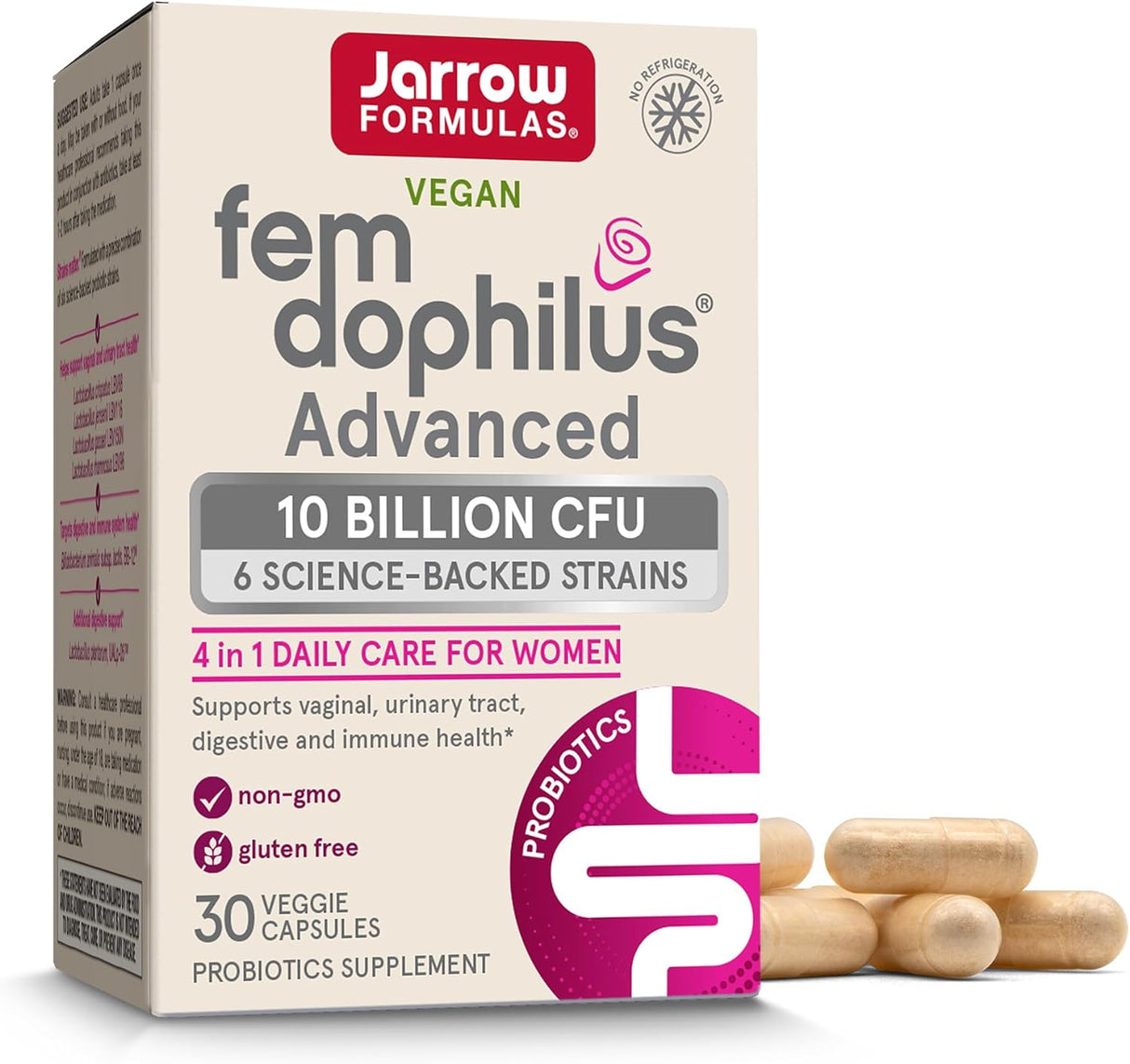Probióticos avanzados Fem-Dophilus apoyo Digestivo 30 cápsulas