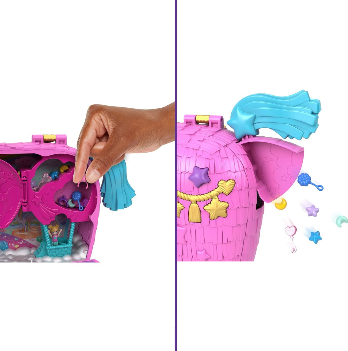 Muñecas Polly Pocket con mascotas y 25+ sorpresas, Fiesta Unicornio