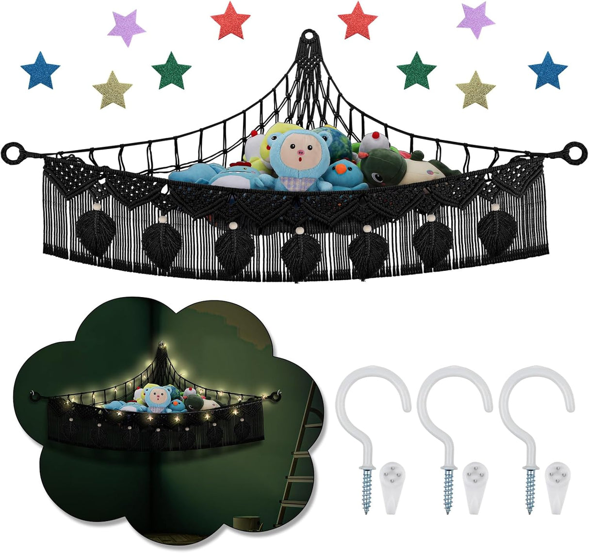 Hamaca de Almacenamiento para Peluches, Jumbo Boho Leaf, 56