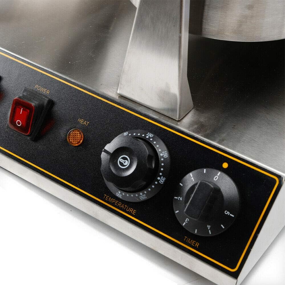 Máquina de Waffles Doble Cabeza 2600W Acero Inoxidable