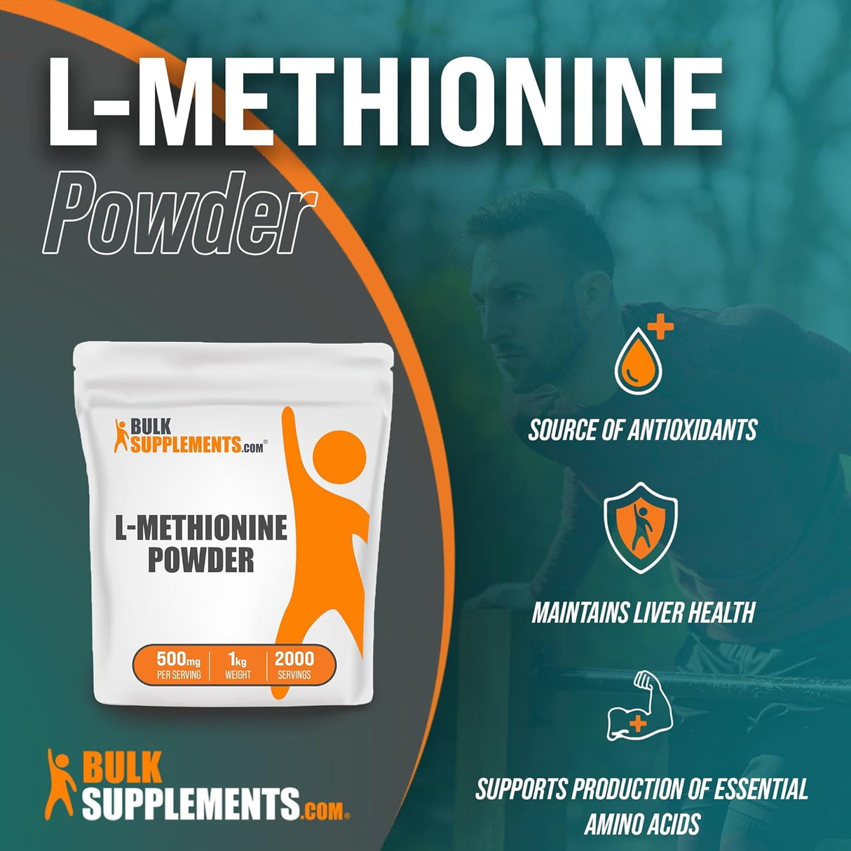Suplemento BULKSUPPLEMENTS.COM L-metionina en polvo 2.2 lbs
