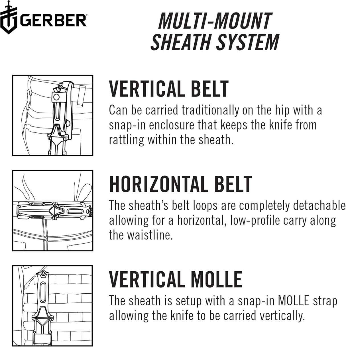 Cuchillo con borde de hoja fija, color negro