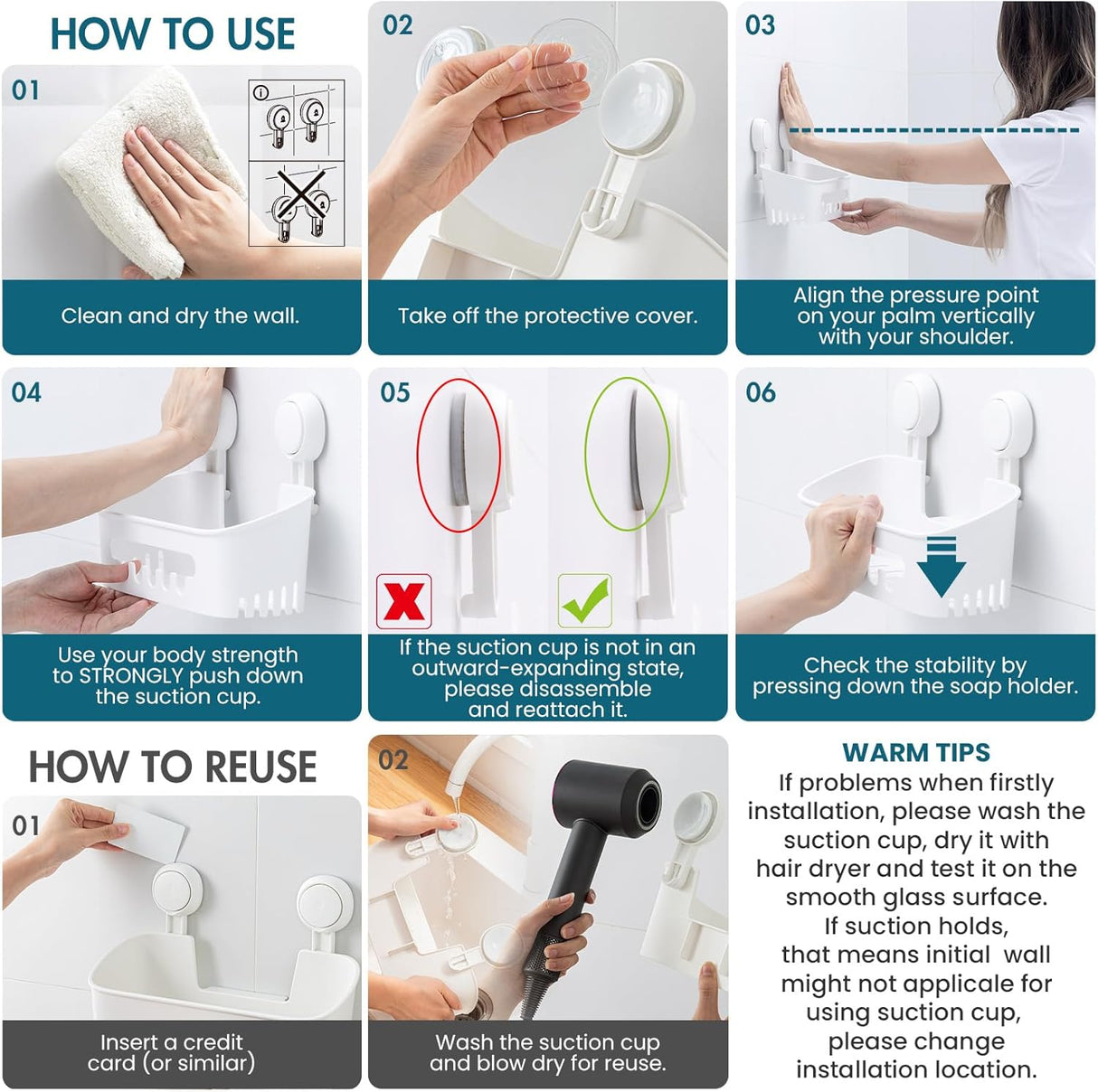 Organizador de ducha sin taladros, estante de baño, extraíble