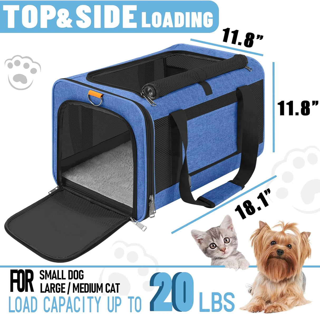 Transportín suave para gatos y perros pequeños, Yorkie, modelo 20lbs