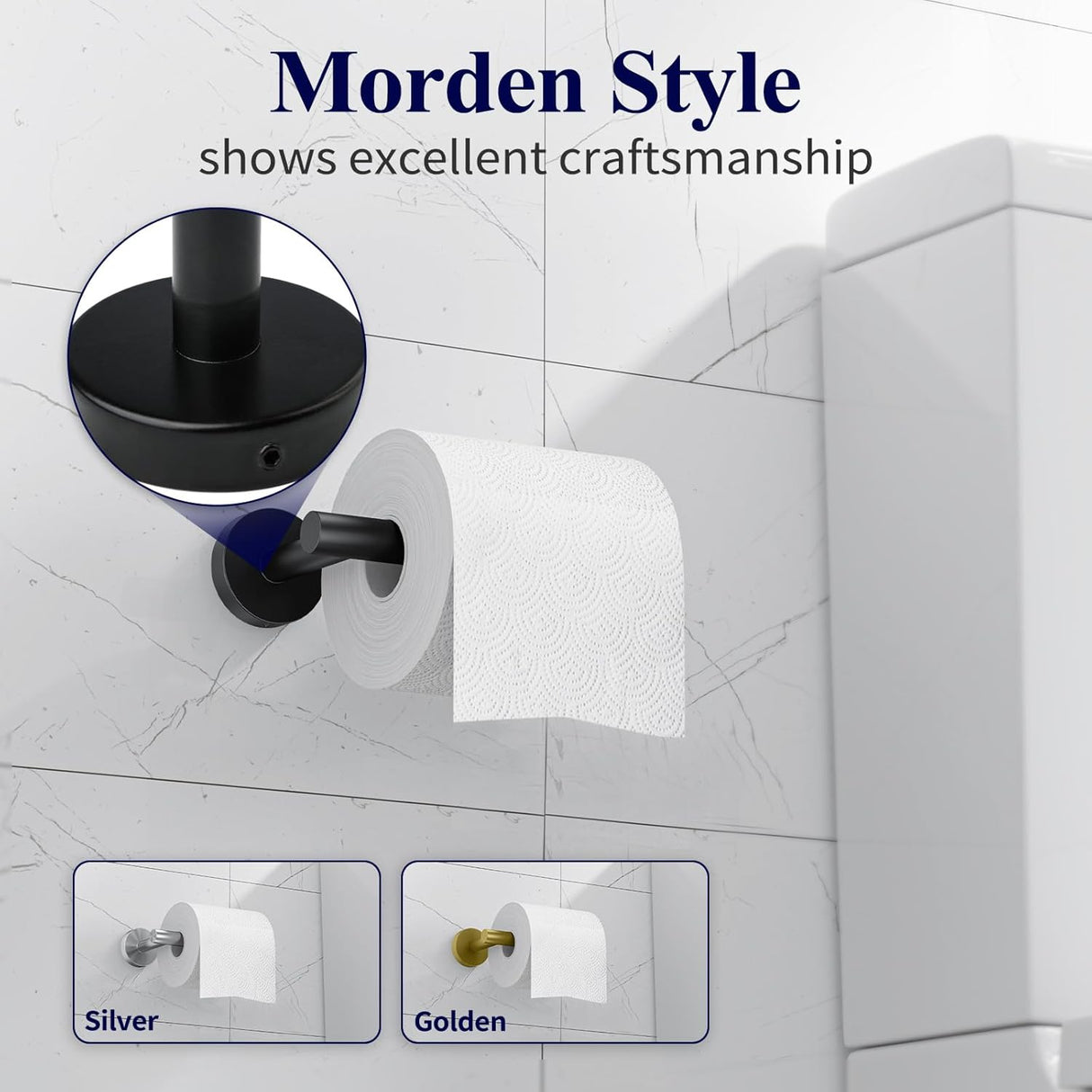 Soporte de pared para papel higiénico, resistente y redondo