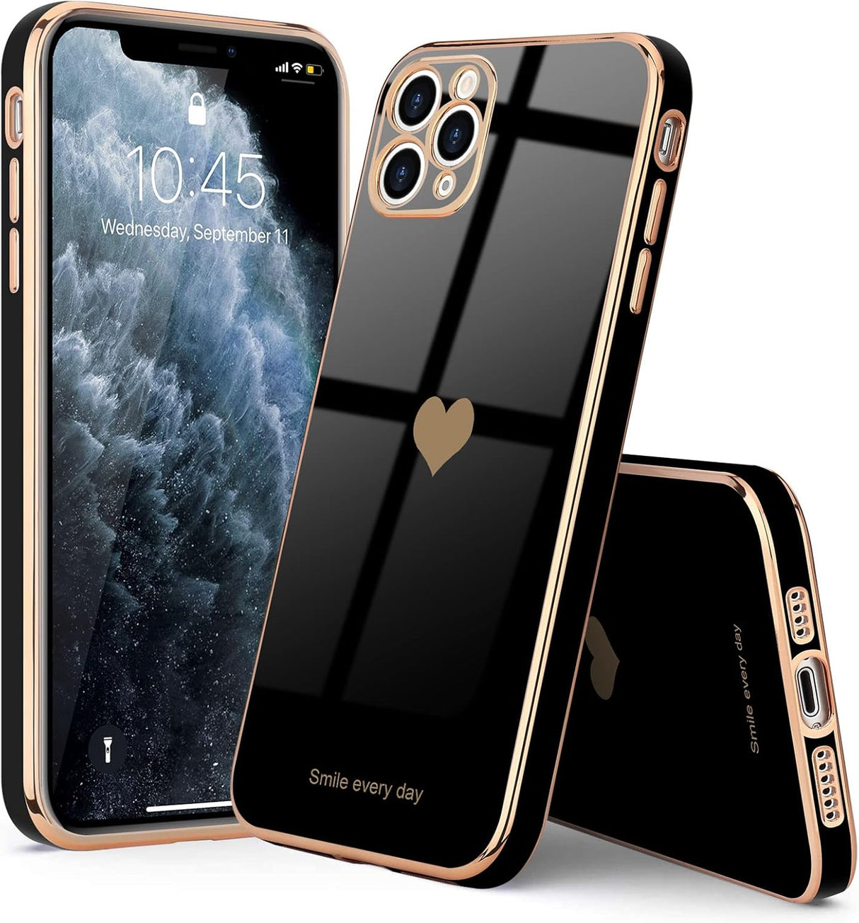 Teageo Funda para iPhone 11 Pro para niñas y mujeres, bonita funda de silicona a prueba de golpes para iPhone 11 Pro, color negro