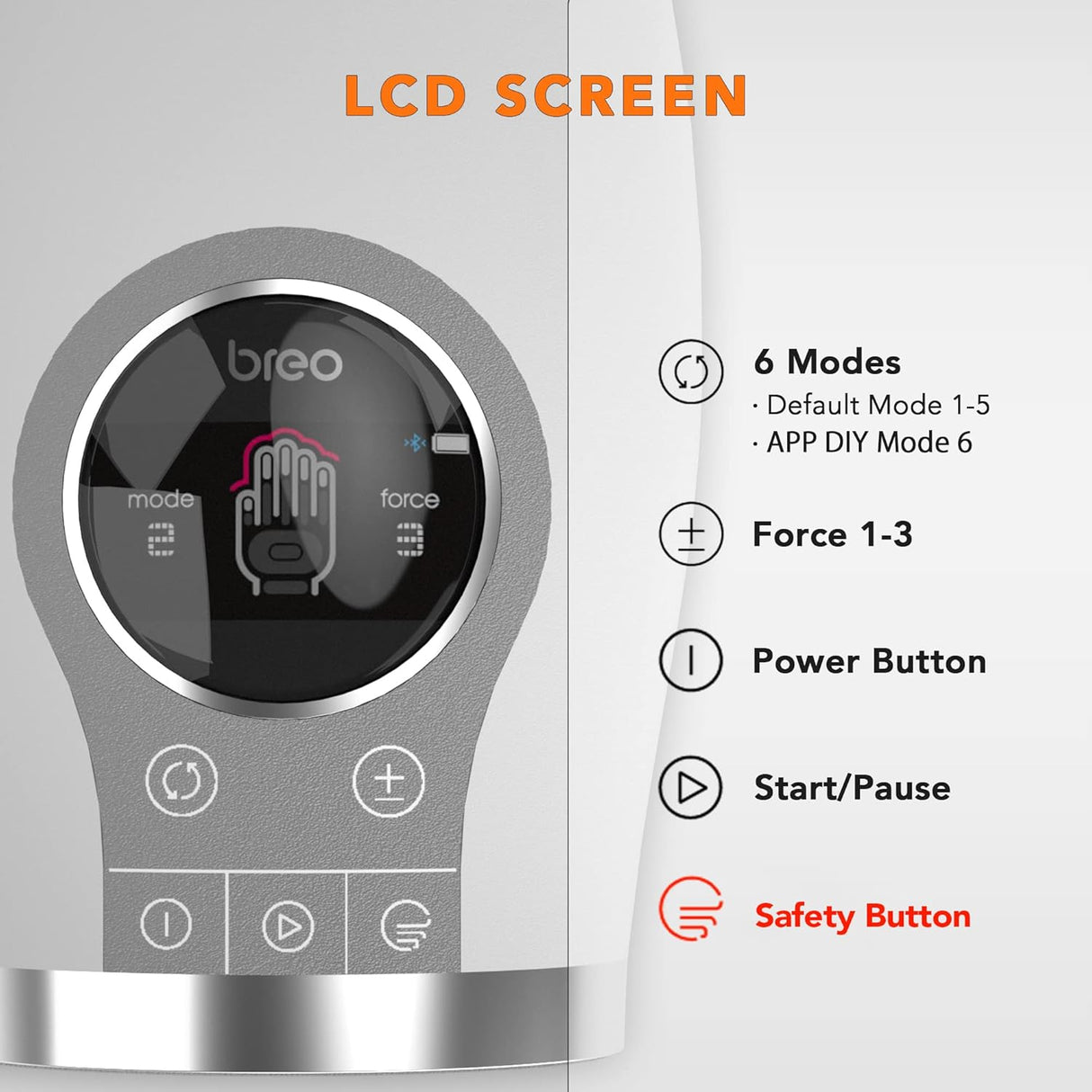 Masajeador de Manos Breo WOWOS, Calentamiento, Control APP