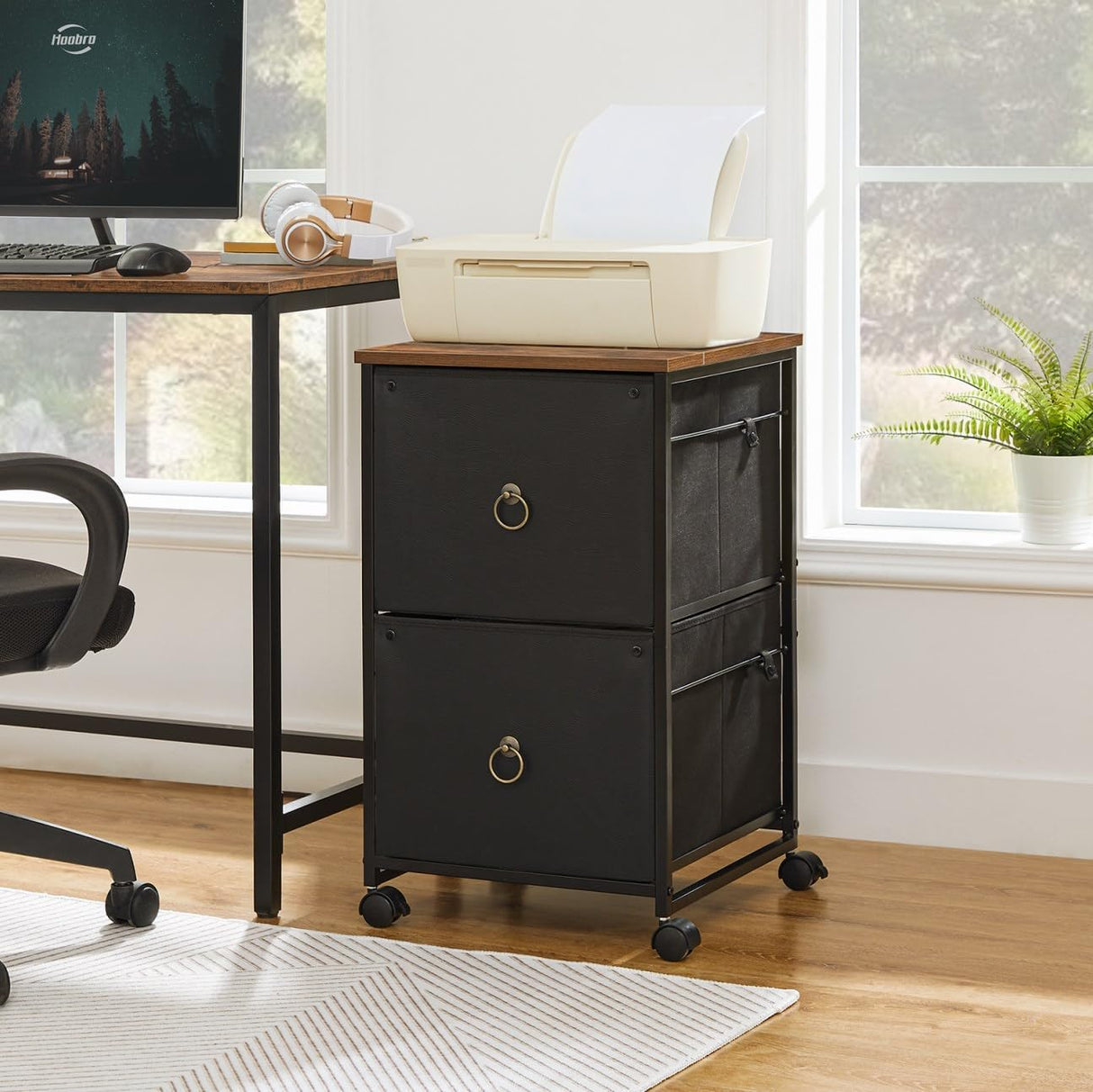 Gabinete de archivo móvil HOOBRO, 2 cajones, modelo BFK20WJ01