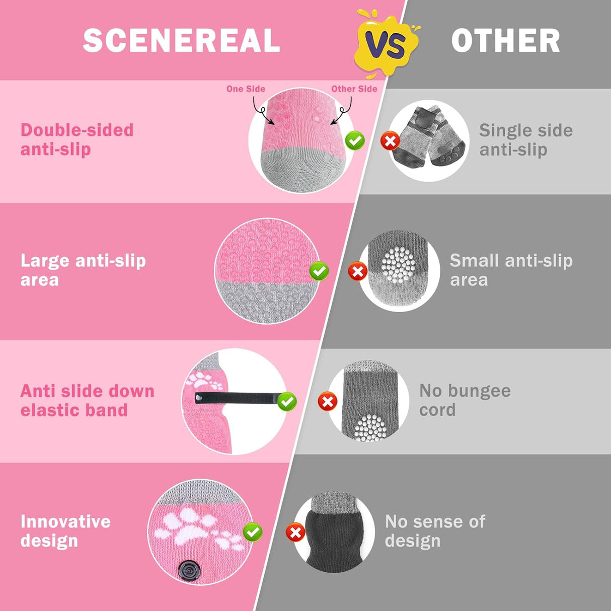 Calcetines para perros SCENEREAL, antideslizantes, talla L