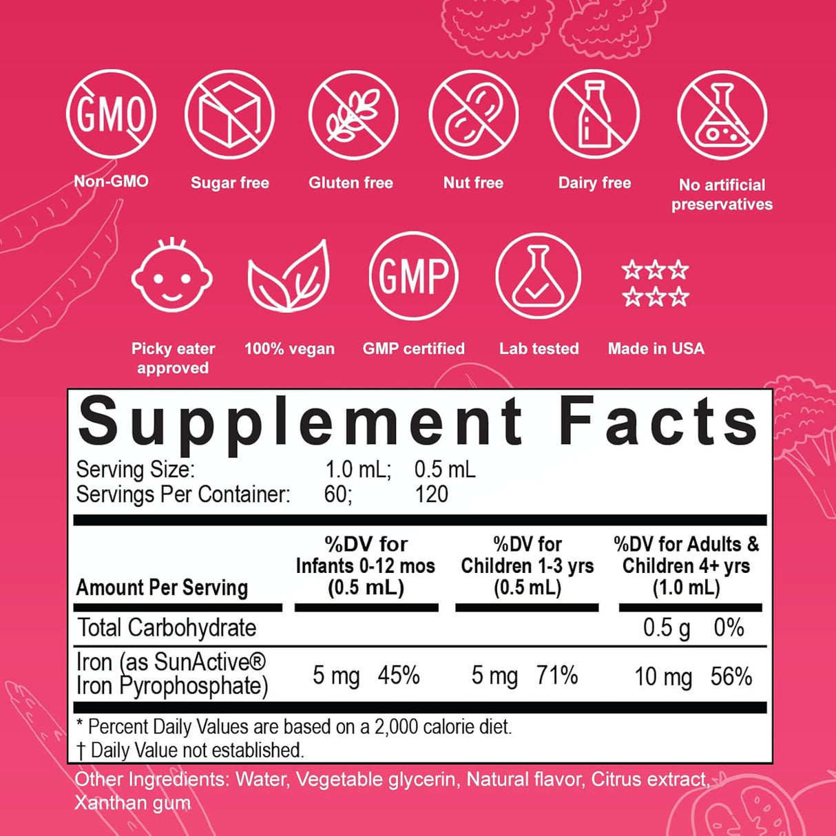 Suplemento Gotas de hierro liposomal líquido para bebés