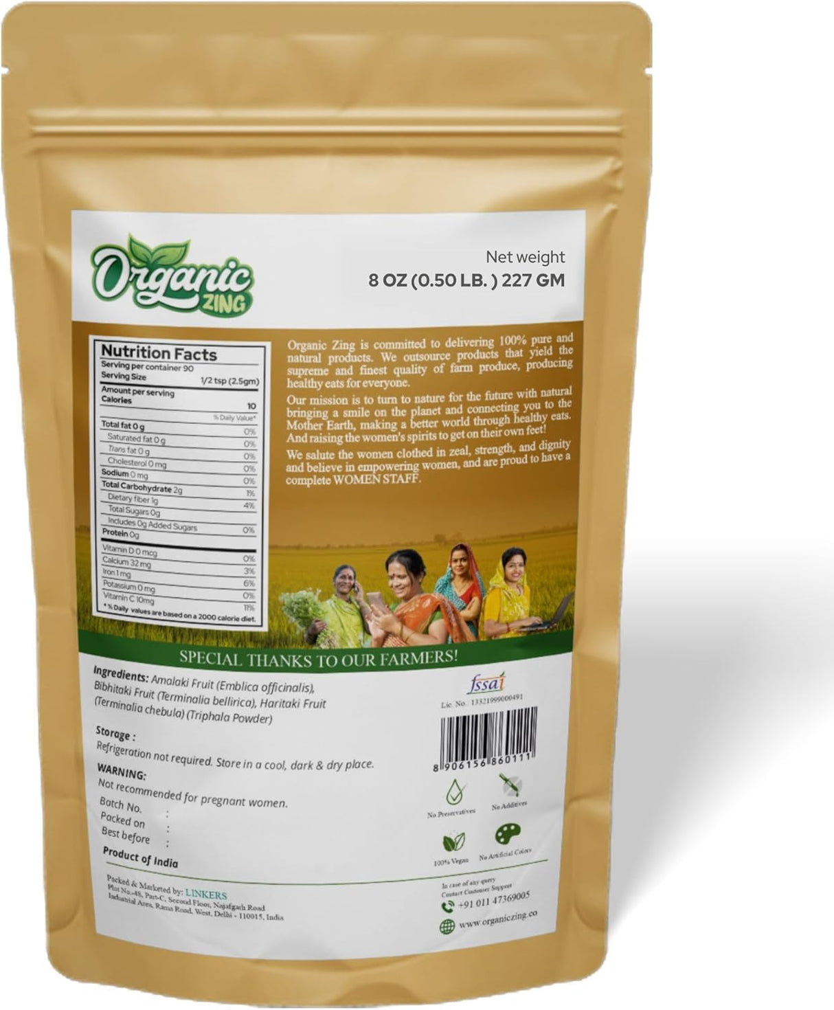 Suplemento Polvo de Triphala Frutas de Amla, Bibhitaki 227g