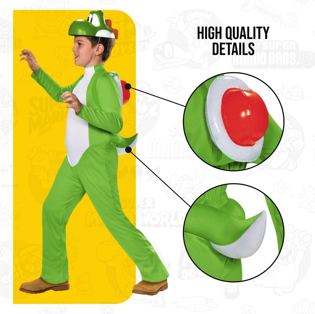 Disfraz de Yoshi de lujo Un solo color para niños talla L
