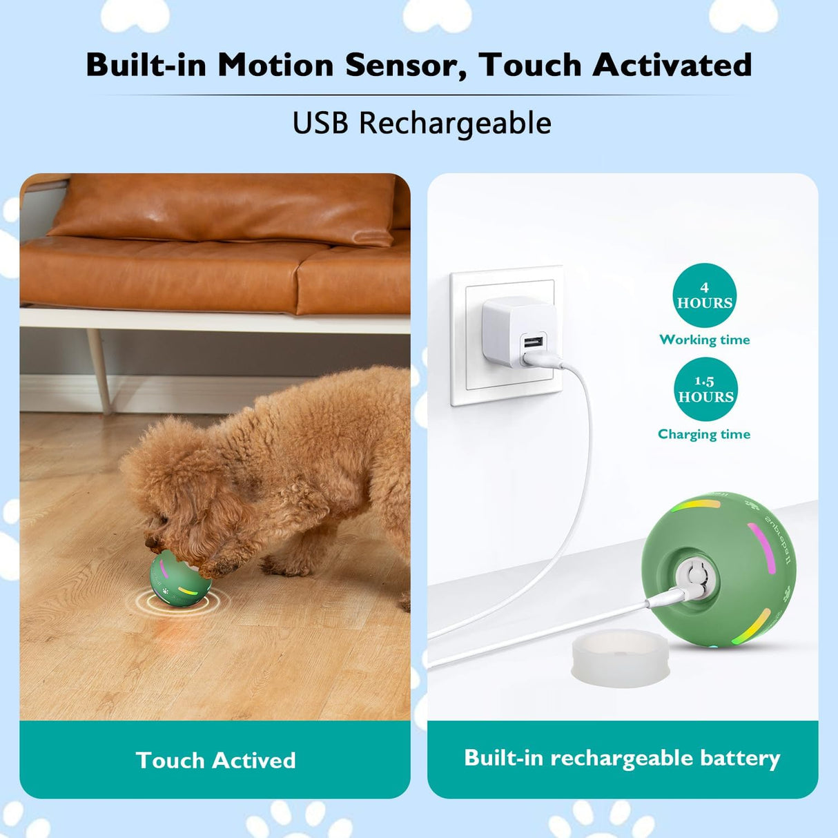 Pelota Interactiva para Perros, Dog Balls, Movimiento Automático