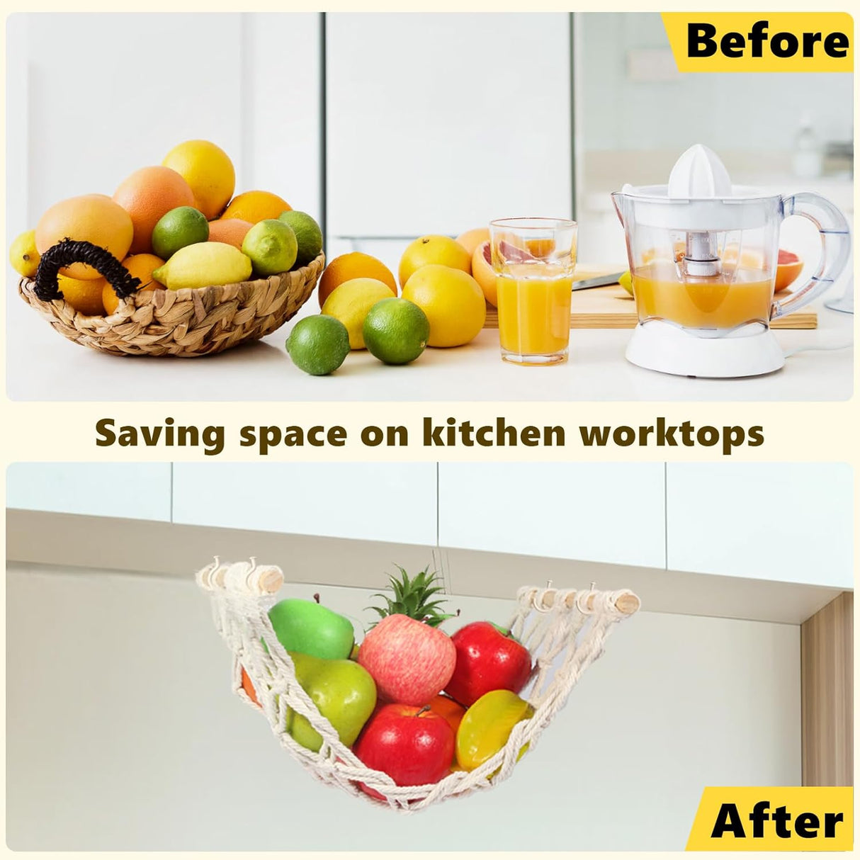 Hamaca Frutal Macramé - Cesta Colgante para Cocina - Modelo 4G