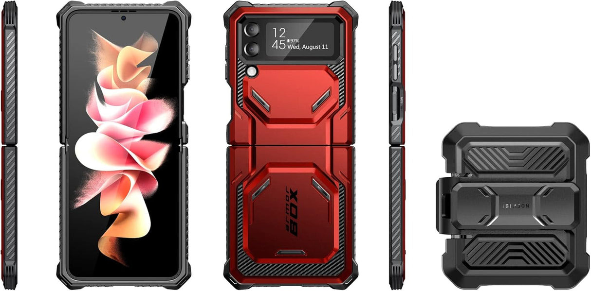 i-Blason Armorbox Series - Funda resistente para Samsung Galaxy Z Flip 4 5G (2022), carcasa resistente de cuerpo completo con reducción de golpes y parachoques (roido)