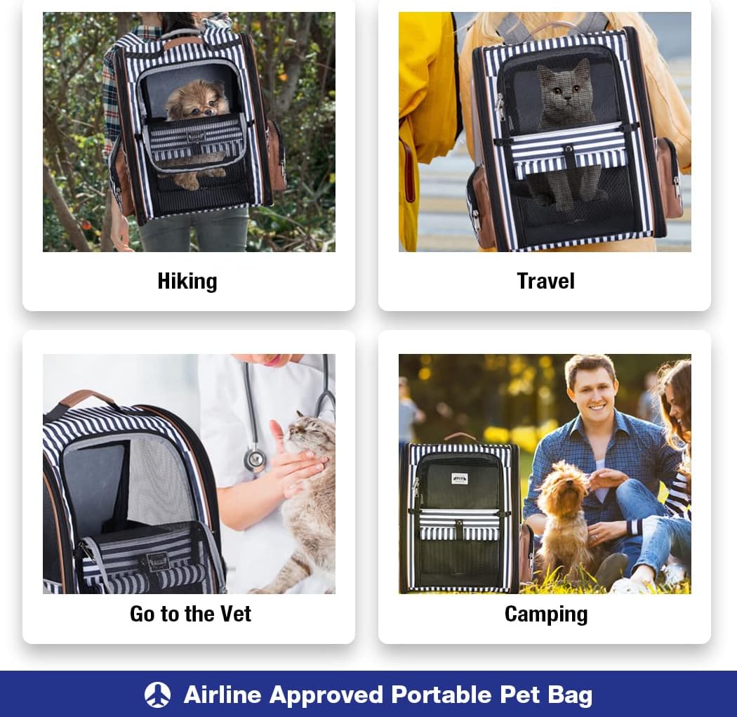 Mochila grande para gatos expandible y plegable negra