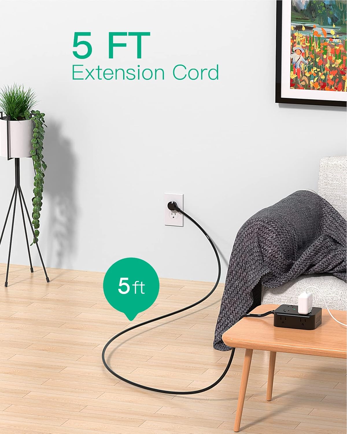 Regleta protectora contra sobretensiones, enchufe plano