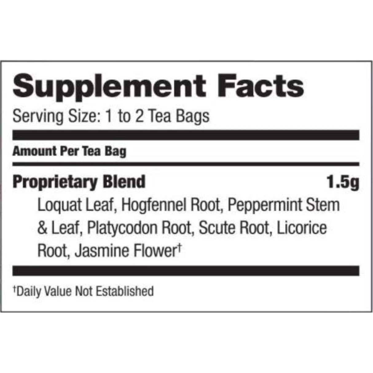 Suplemento Té de hierbas sin cafeína 20 bolsas de té