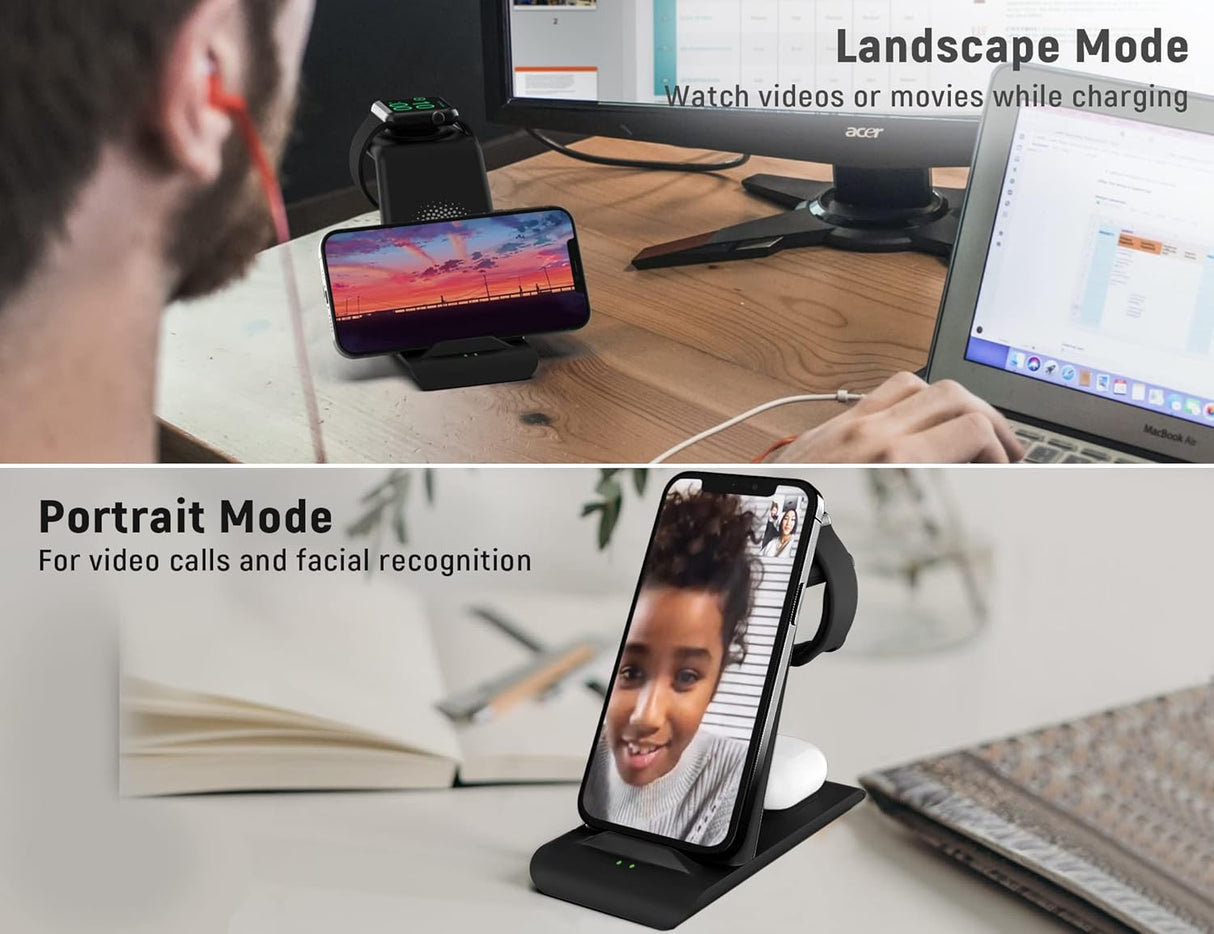 Cargador o Estación de carga inalámbrica 3 en 1