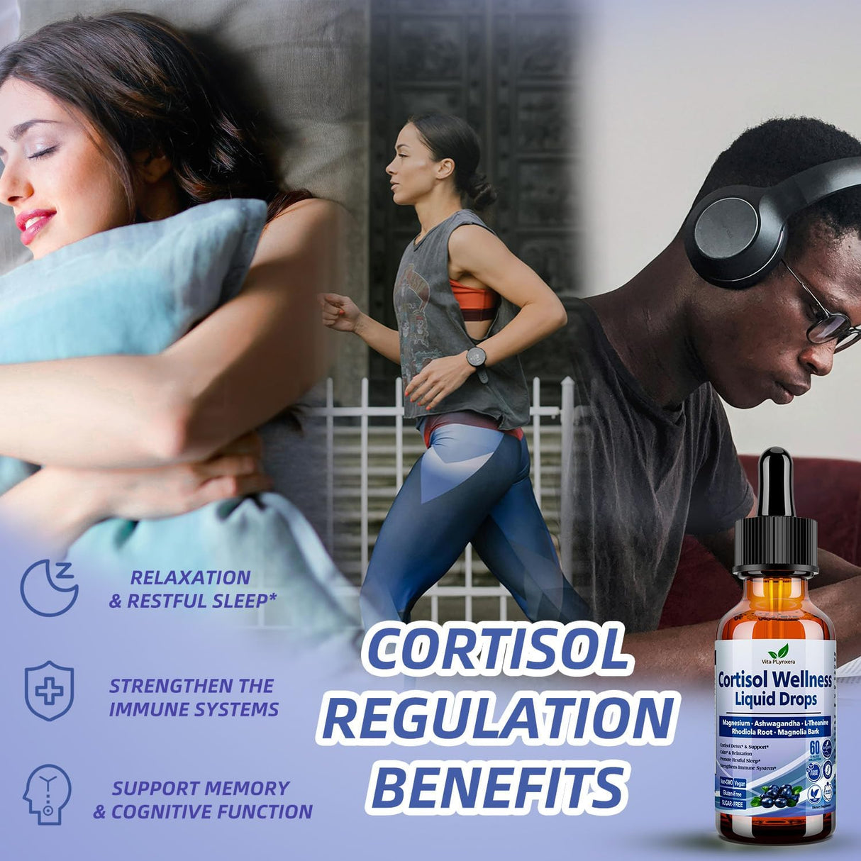 Suplemento cortisol para hombres y mujeres, 17 en 1, Detox, Magnesio