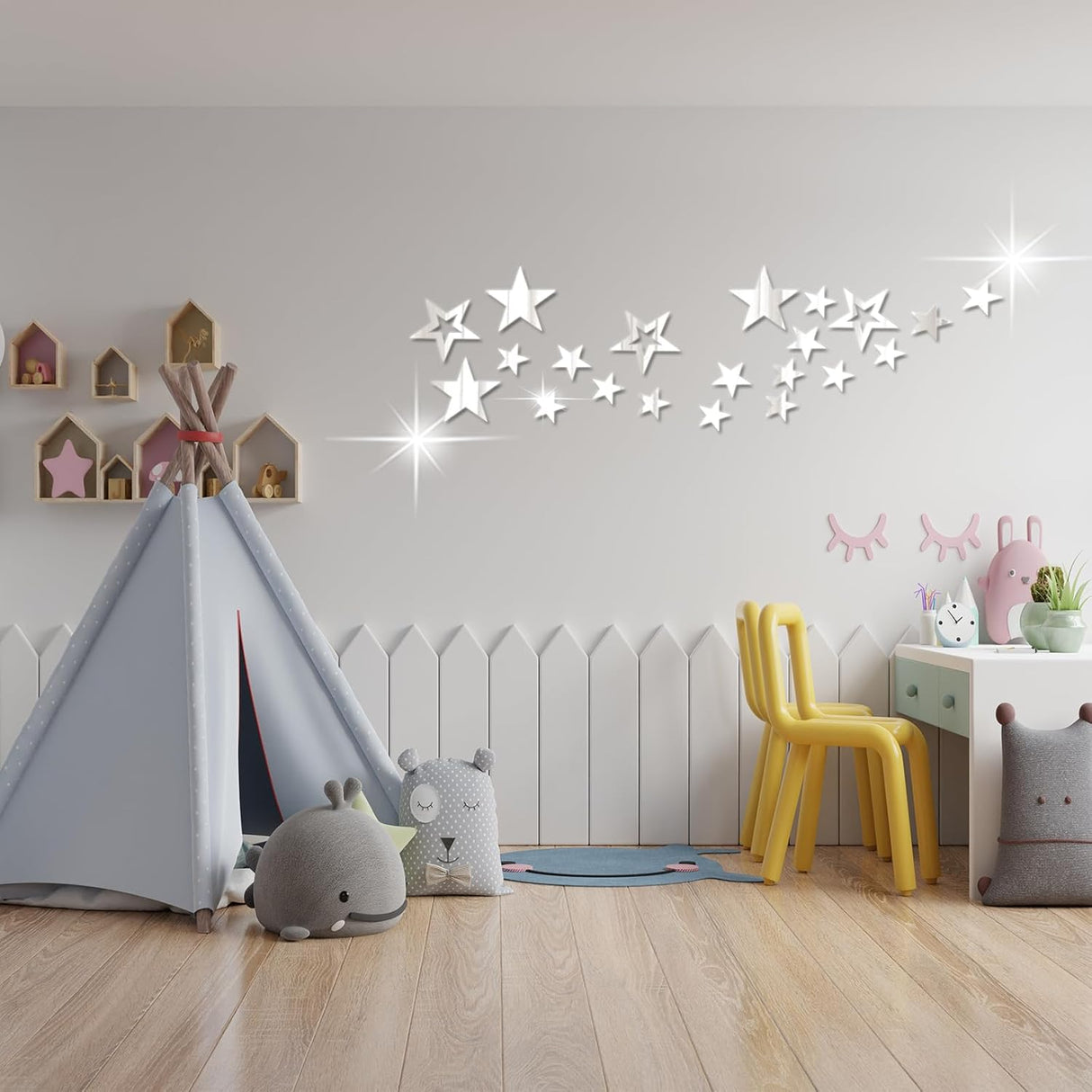 Pegatinas de Estrellas Acrílicas para Pared, 26 Pcs, Decoración