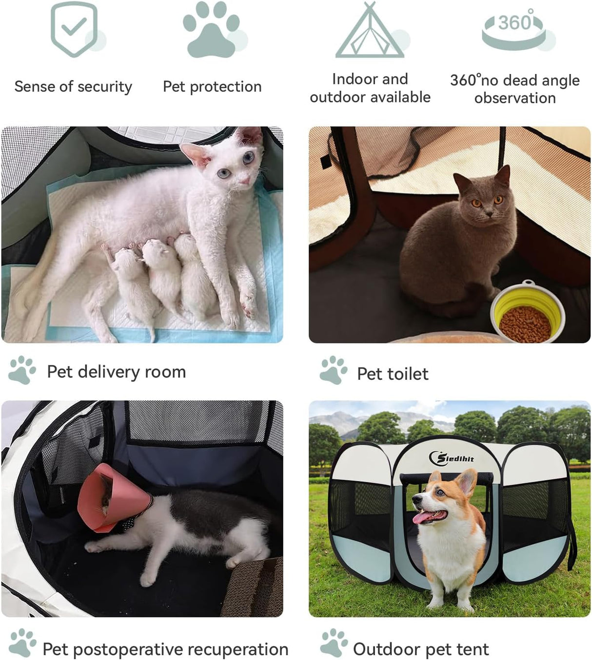 Parque para Perros, Portable, Zipper Superior, Grande, Indoor/Outdoor