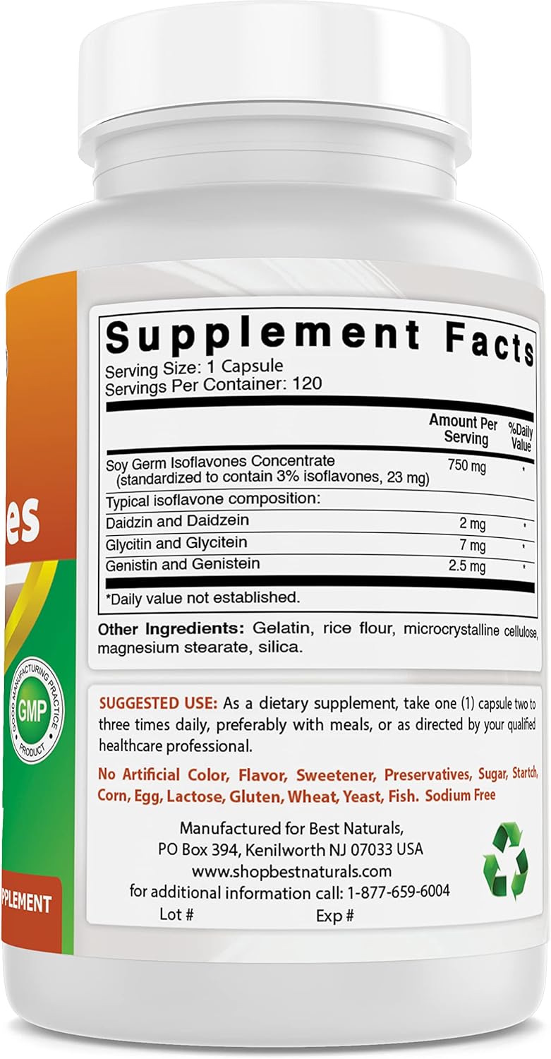 Isoflavonas de Soja 750 mg 120 Cápsulas Best Naturals 2 Pck