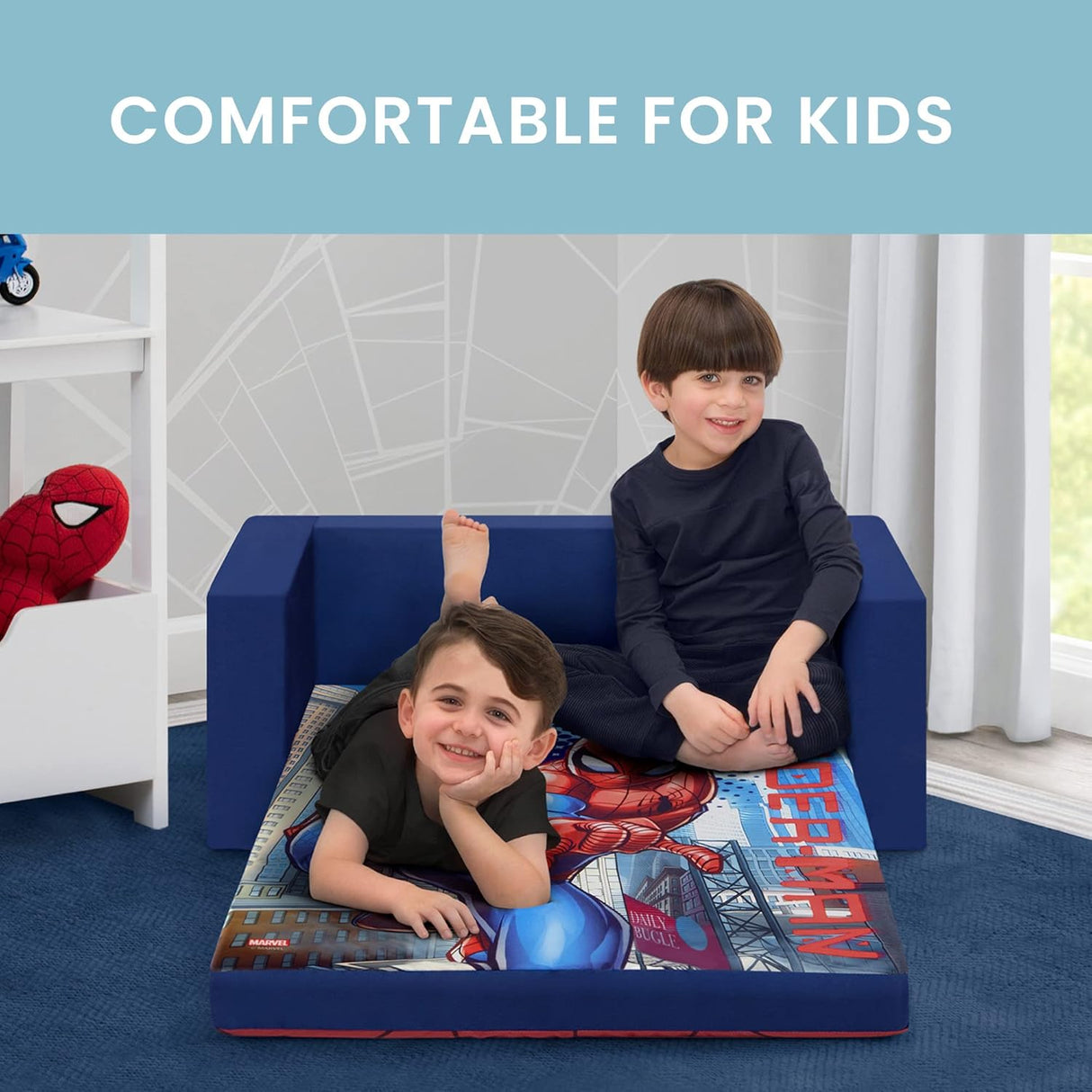 Silla transformable en cama para niños, diseño de Spider-Man