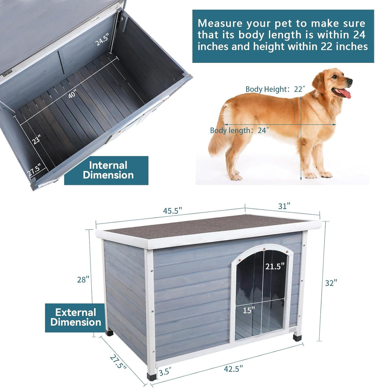 Casetas cuchas de madera para perros resistentes Petsfit