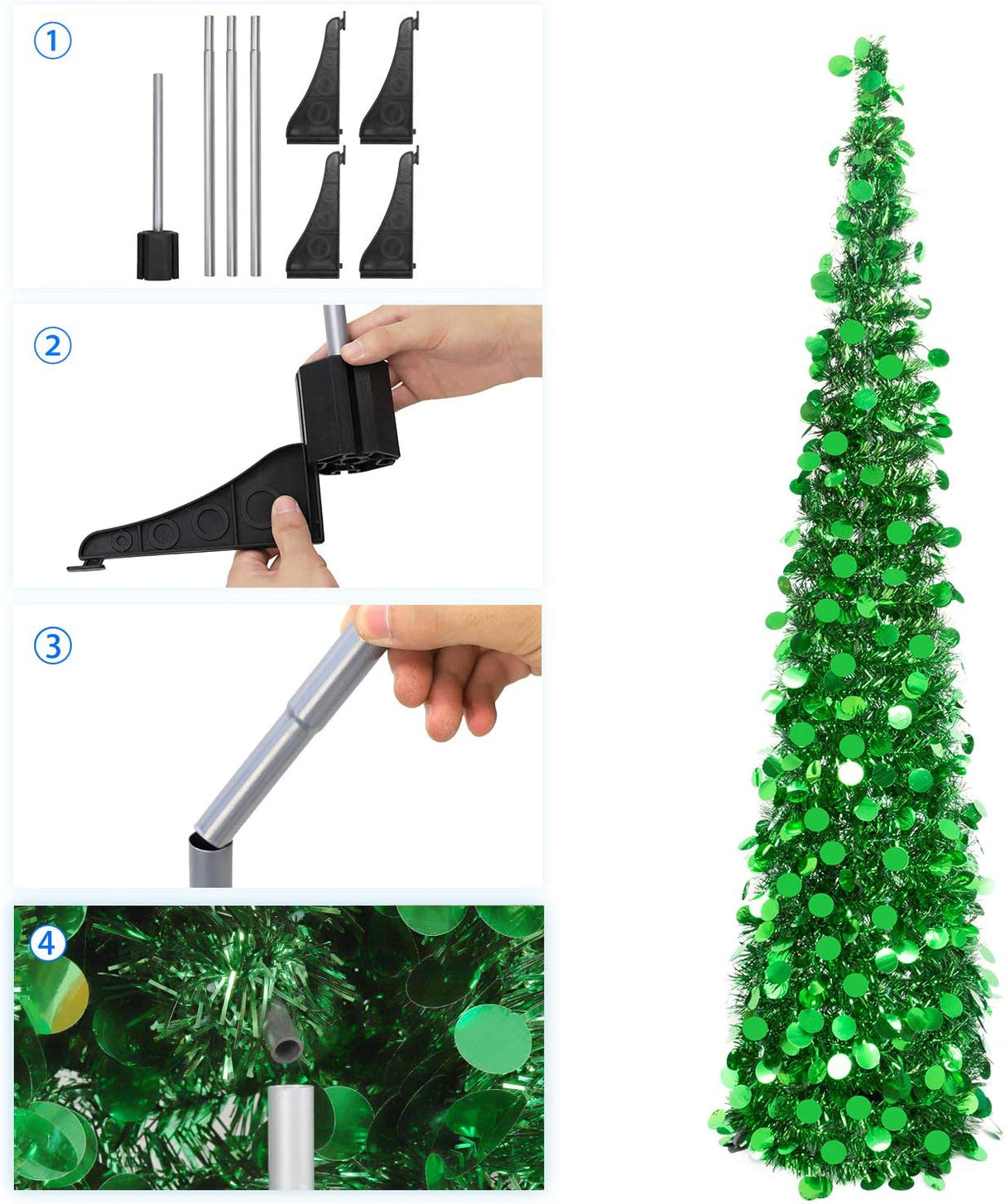 Árbol de Navidad MACTING 5ft Pop Up con luces y brillo
