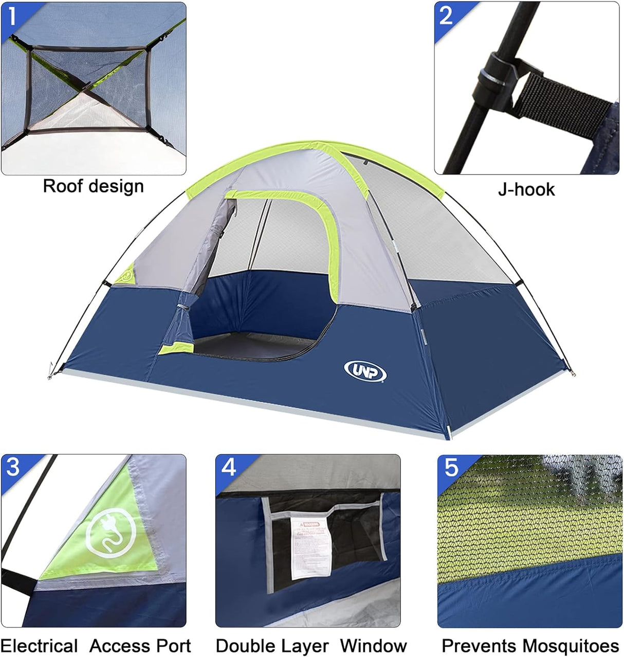 Tienda de Camping 2 Personas, Impermeable y Resistente - Modelo X