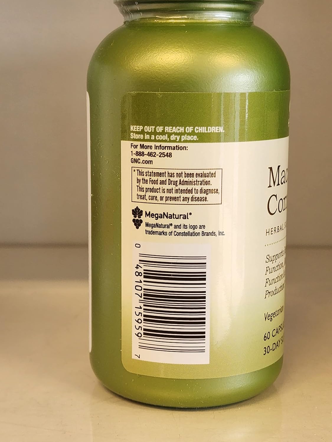 Suplemento Herbal Plus Maca GNC, Vegetariano, Apoyo Sexual, 30 Porciones