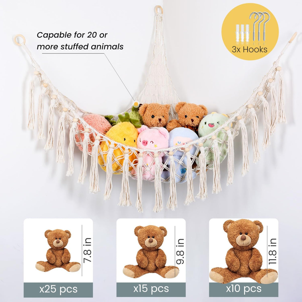 Hamaca para Juguetes XL con 75 LEDs, Macrame, USB, Modelo XL