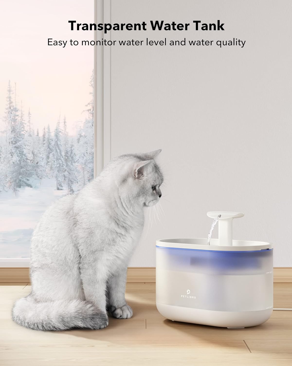 Bebedero de 2,1 L para gatos, sin BPA PLWF002 PETLIBRO