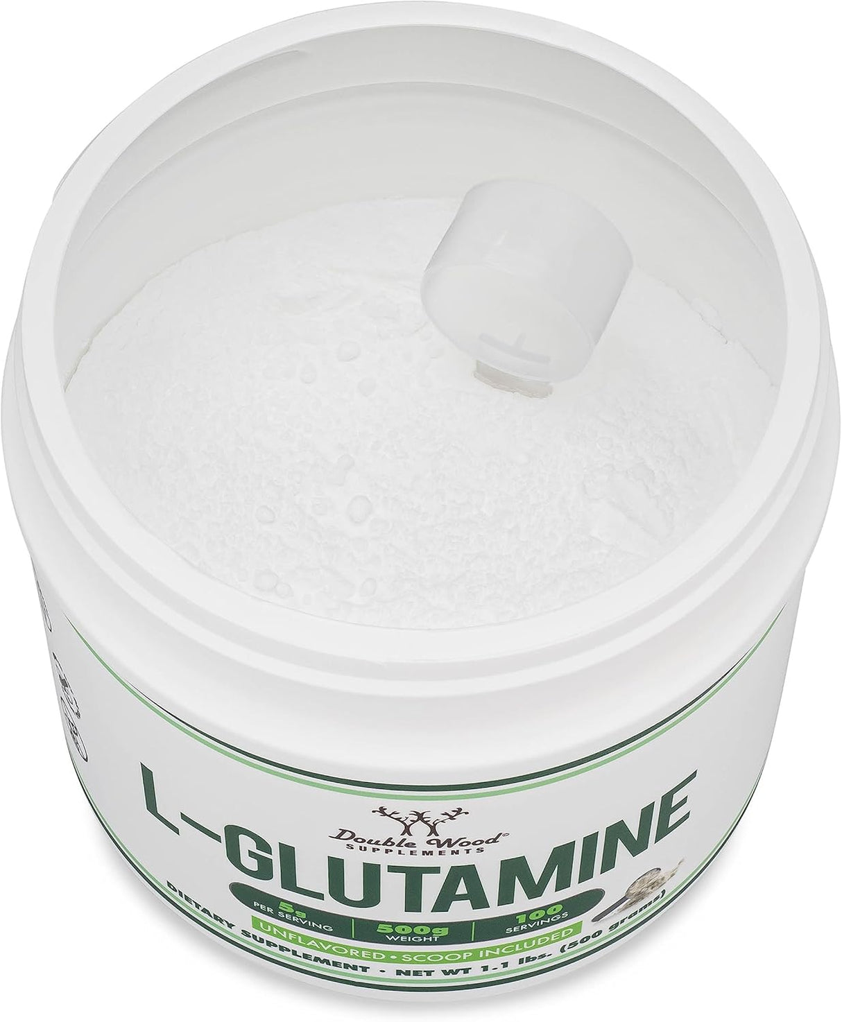 L-Glutamina en polvo 1.1lbs Double Wood, Keto, Vegano, 100 Serv.