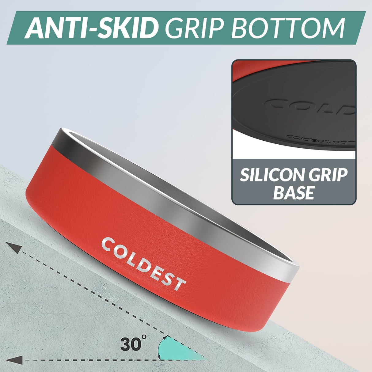 Cuenco Frío para Perros - Antioxidante y Antideslizante, 42 oz