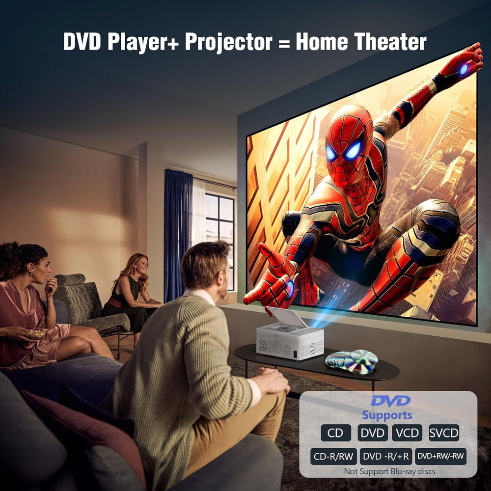 Proyector TMY Bluetooth con DVD, 1080P, portátil, mini proyector