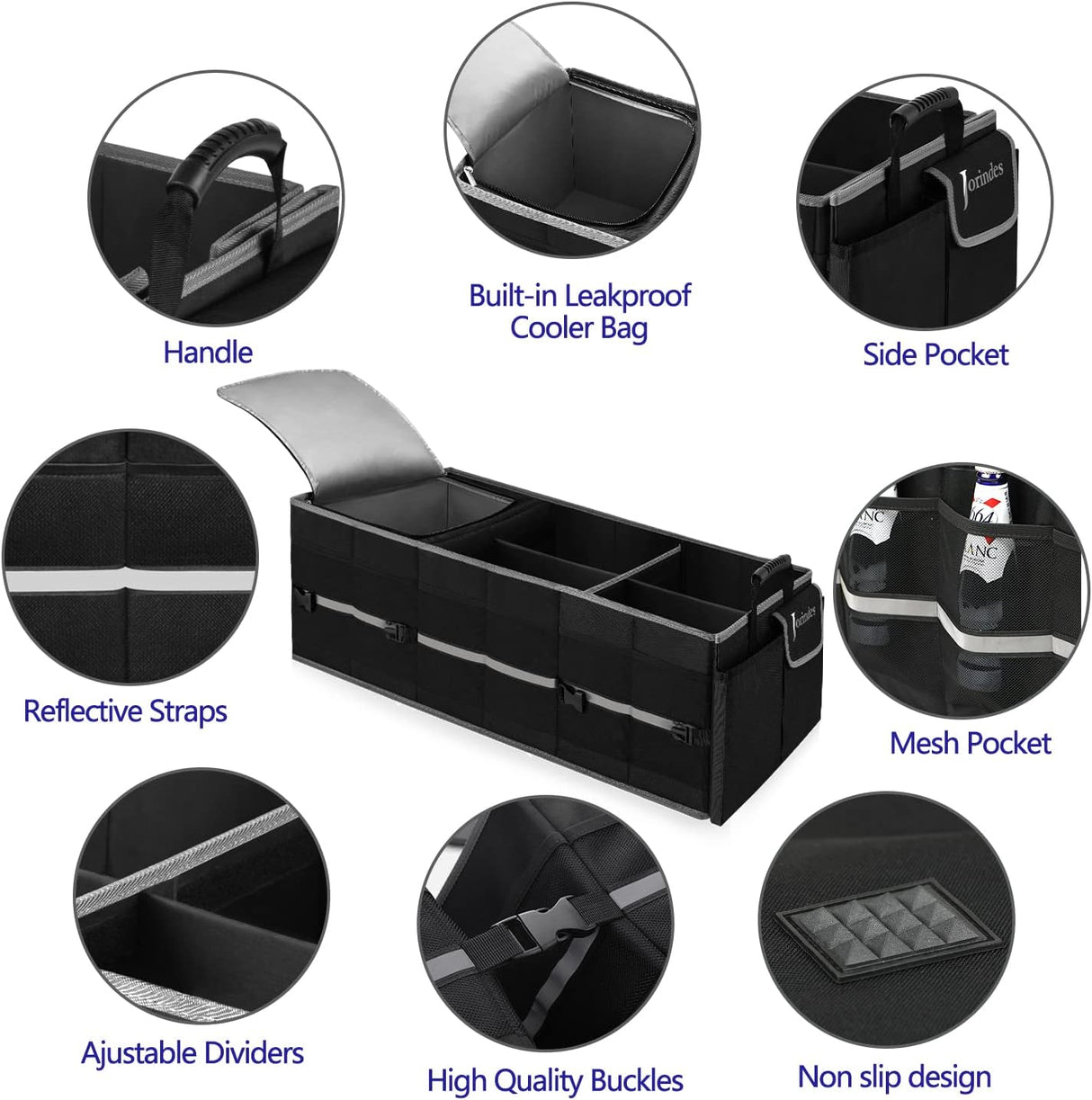 Organizador de Maletero con Cooler, 3 Compartimentos, Plegable