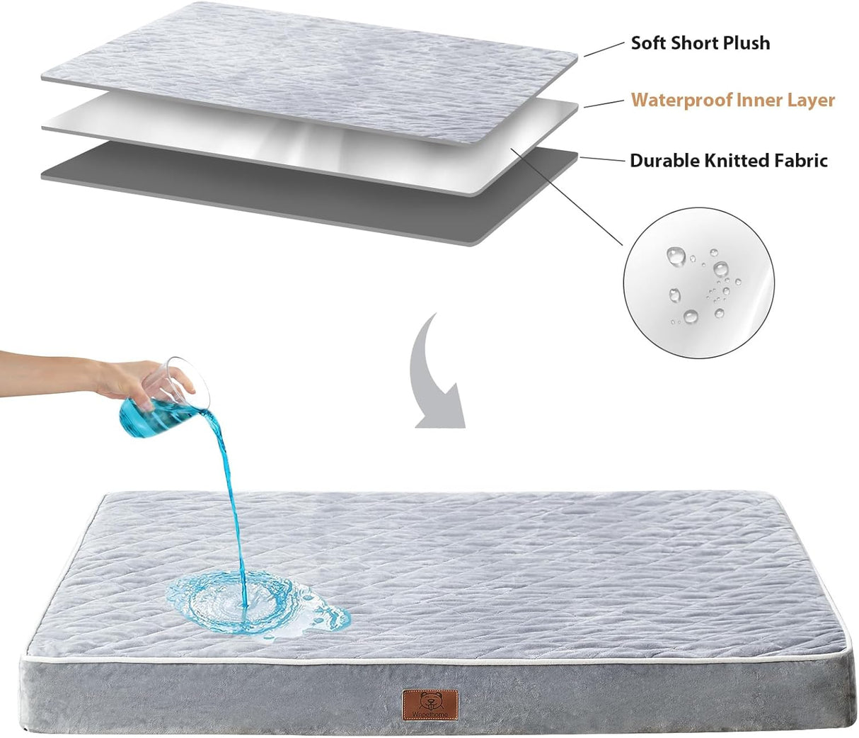 Cama Ortópedica para Perros Grandes WNPETHOME, Impermeable XL