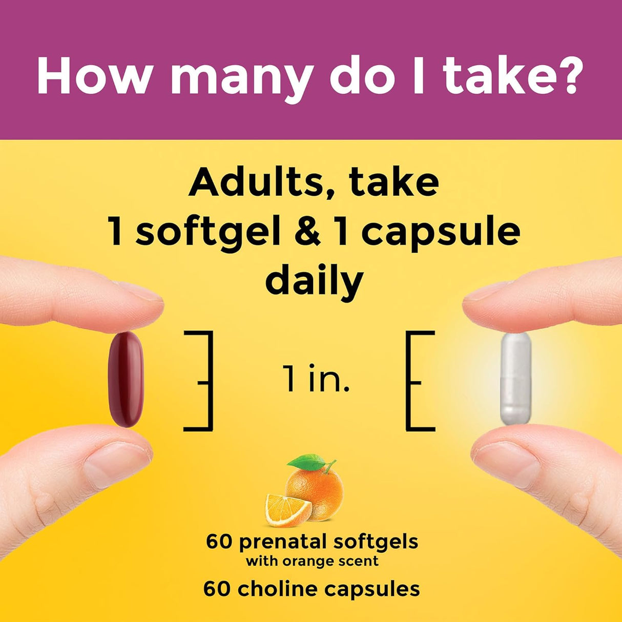 Suplemento prenatal Nature Made con Ácido Fólico, DHA y Colina, 60 cápsulas