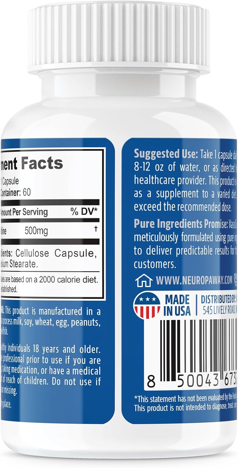 Cápsulas de Acetil L-Carnitina 500mg NeuropAWAY 60 Veggie Caps