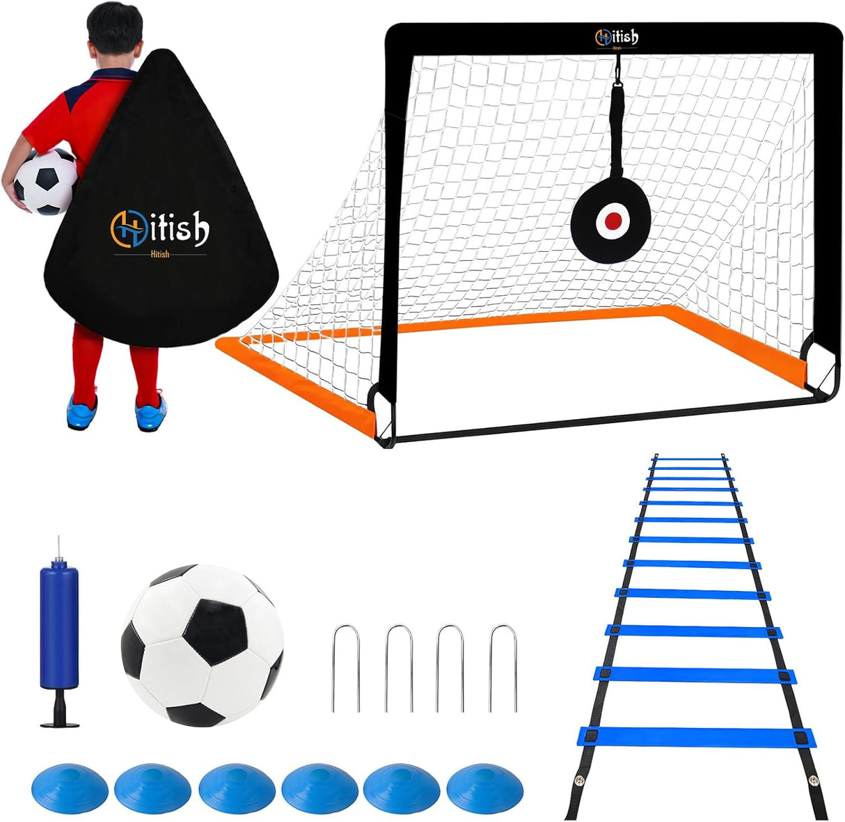 Hitish Porterías de fútbol para niños para patio trasero