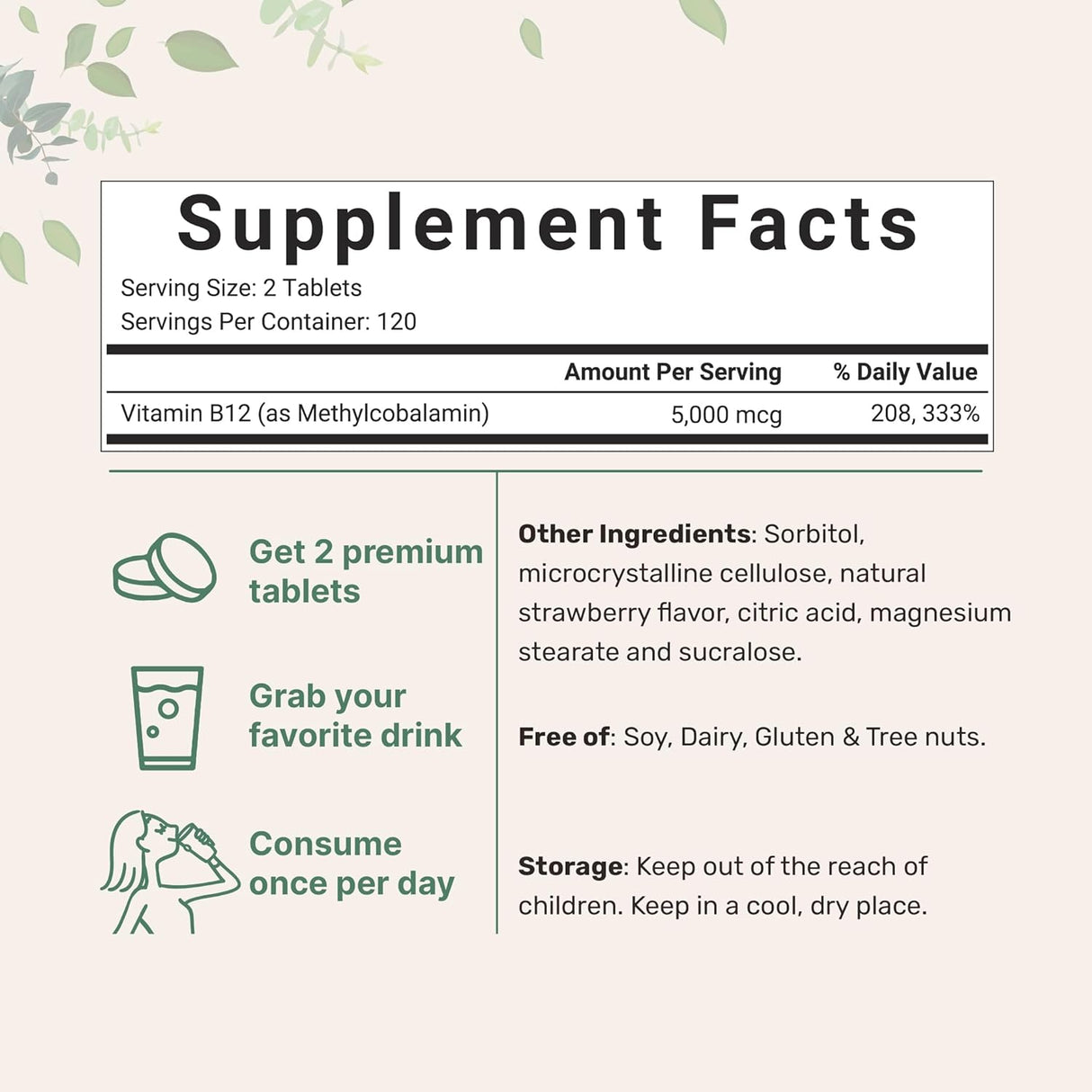 Vitamin B12 5000mcg Methyl B12 Micro Ingredients 240 Tabletas