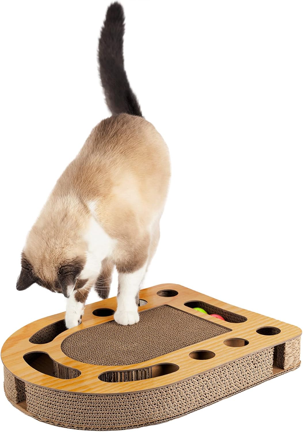 Rascador rectangular corrugado para gatos caja interactiva