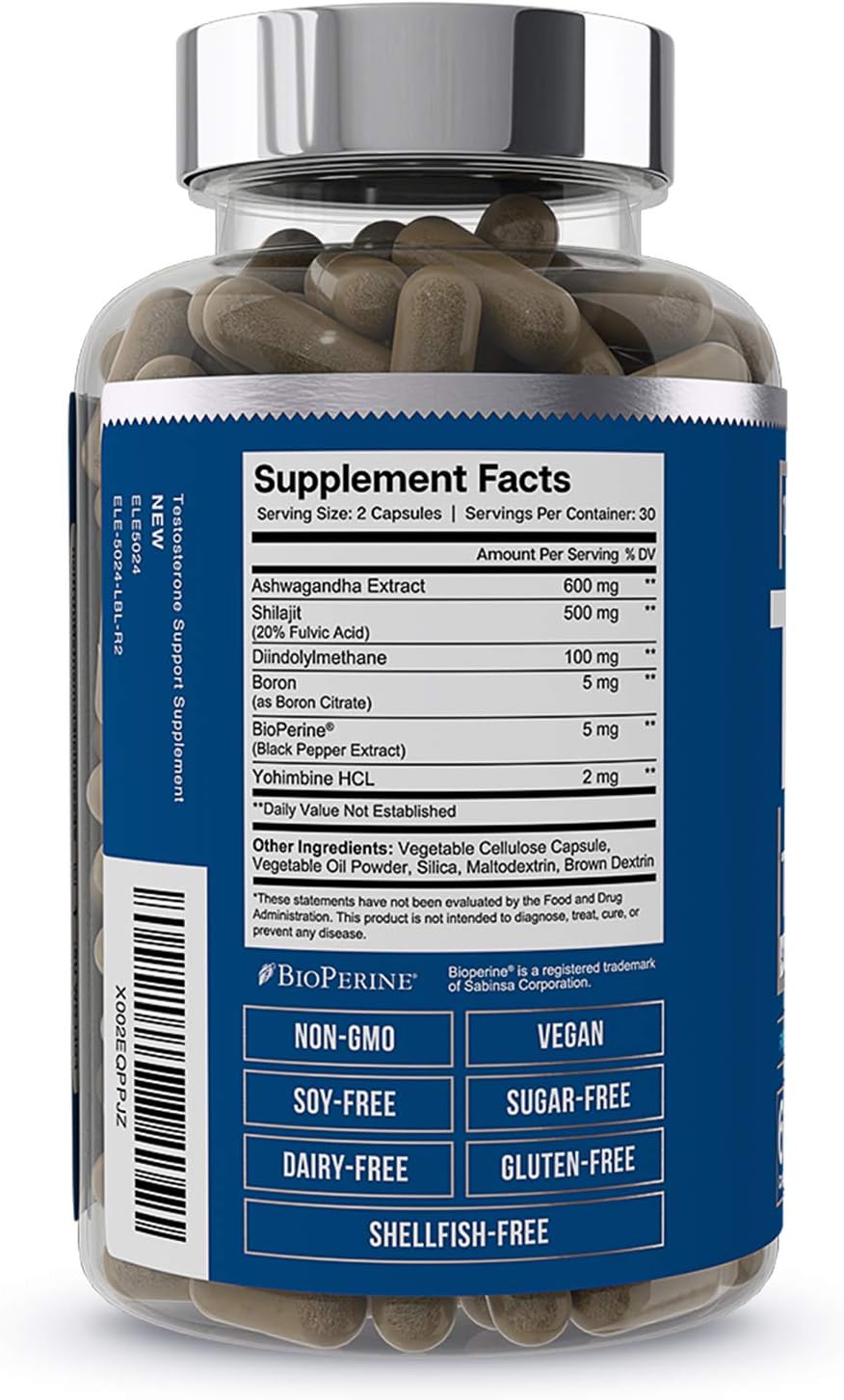 Suplemento de salud masculina T con DIM, Ashwagandha