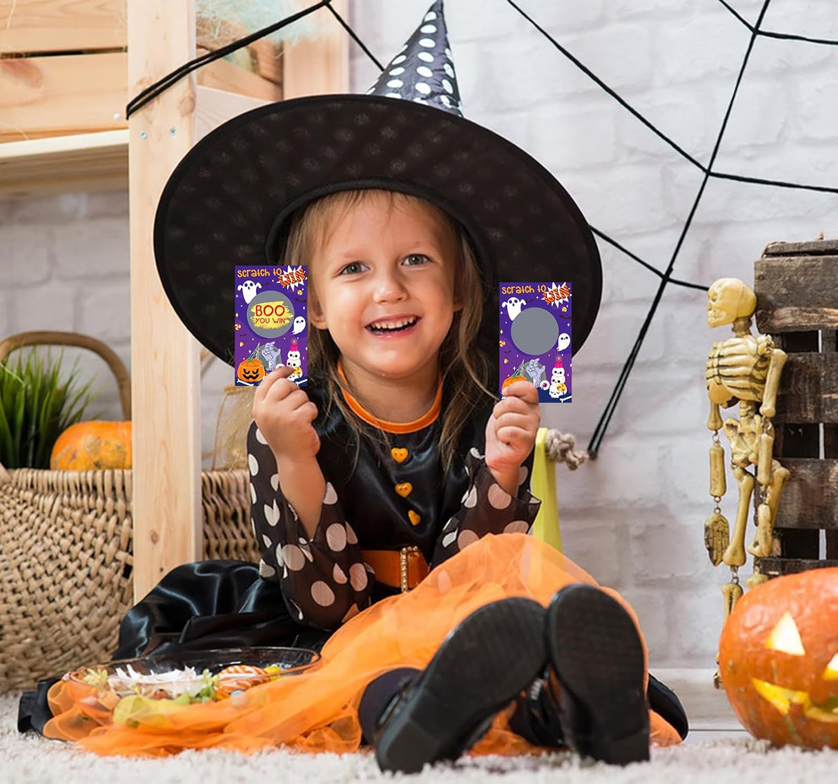 Tarjetas Rasca y Gana Halloween para Niños y Adultos