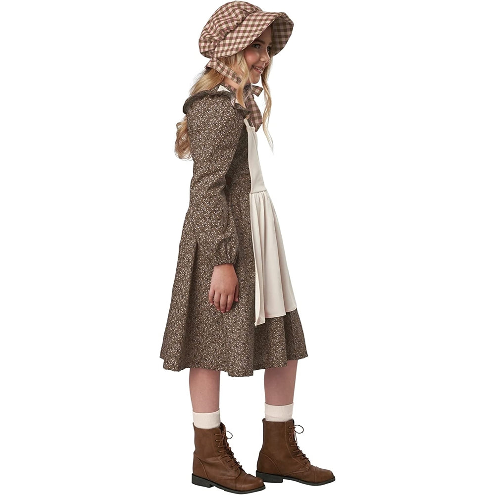 Disfraz para niña (marrón) de Frontier Settler talla M